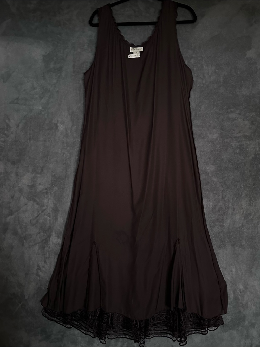 Soulmates Chocolate Brown Silk Hand Crocheted Embroidered Maxi Dress & Jacket 2X - Picture 7 of 16